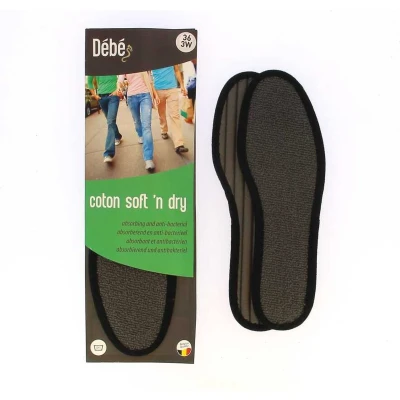 Afbeelding van DEBE Coton Soft &#039;n dry Grey Vocht absorberende en antibacteriële inlegzool in het Grijs
