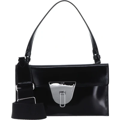 Afbeelding van COCCINELLE Leren Schoudertas Koppeling Coccinellenico Shiny Cal Handbag Noir Zwart