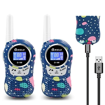 Afbeelding van QNIGLO Walkie Talkie Kinderen Oplaadbare,8 kanalen bidirectionele radio 3Km lange afstand PMR, spionageuitrusting, beste cadeauspeelgoed,Gebruik een lithiumbatterij(Q168PlusCamoBlue)
