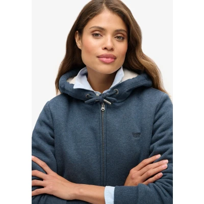 Afbeelding van Superdry Vrouwen Essential Hoodie met Rits en Borgvoering Blauw Grootte: 38