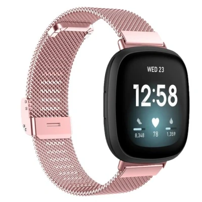 Afbeelding van Fitbit Versa 3/4 &amp; Sense 1/2 Milanese bandje met klemsluiting Rosé goud