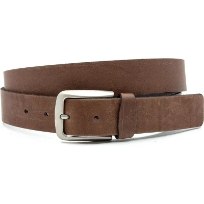 Afbeelding van JV Belts Heren dames riem Bruin nubuck Leer 3.5 cm breed Echt Taille: 90cm Totale lengte riem: 105cm