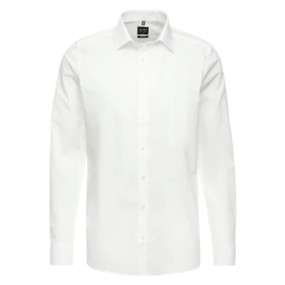 Afbeelding van OLYMP Level Five Overhemd Body fit Off White maat 38 Heren Overhemden Trouw Effen met Slim Pasvorm Stretch