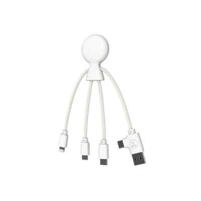 Afbeelding van Xoopar Mr Bio Smart NFC 4 in 1 Multi USB Kabel Milieuvriendelijke Witte Universele Lader voor Apple iPhone Samsung Google Huawey Xiaomi OnePlus LG Kindle