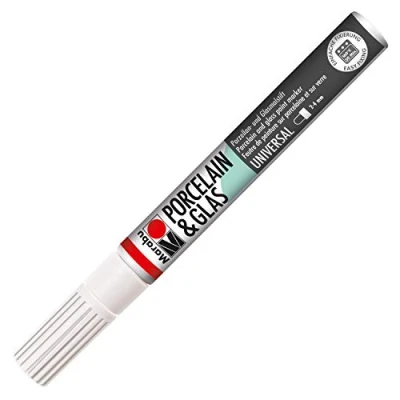 Afbeelding van Marabu 01230034070 porselein &amp; Glas Painter wit, hoogglanzend en glasplaat op waterbasis, lijndikte 2 4 mm voor schilderen schrijven, vaatwasmachinebestendig na inbranden