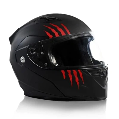 Afbeelding van Finest Folia K173, set van 2 stuks, 7,5 x cm, monstersticker, klauw, decoratie voor motorfiets, helm, auto, motorhelm, krassporen, zelfklevend, waterdicht, karmijnrood