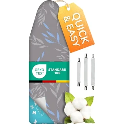 Afbeelding van smart&amp;gentle Made in Germany Turbo Strijkplankovertrek 120 x 40 5 maten voor stoomstrijkijzer Strijkplank overtrek lagen extra dik, L strijkvlakken 115 cm lengte en 35 breedte