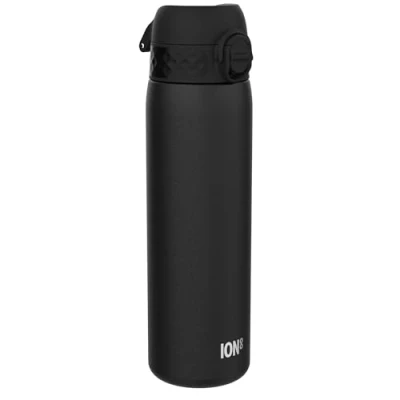 Afbeelding van ION8 Vacuüm Geïsoleerde Stalen Waterfles, 500 ml/18 oz, Lekvrij, Makkelijk te Openen, Veilige Vergrendeling, Vaatwasserbestendig, Past in Bekerhouders, Draaghendel, Krasbestendig, Zwart Drinkfles