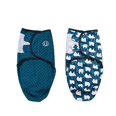Afbeelding van Babywikkeldeken, set van 2 stuks, universeel, verstelbare slaapzak, deken voor zuigelingen, baby&#039;s, pasgeborenen, uniseks, 0 maanden, blauw