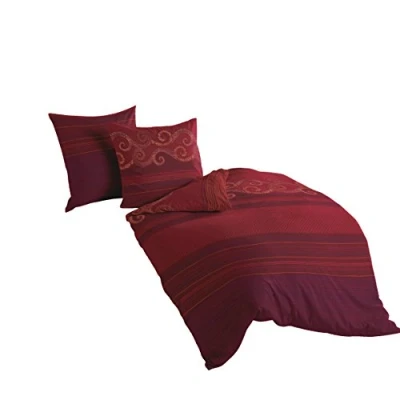 Afbeelding van Bierbaum Beddengoed 4429, mako satijn, Made in Germany, rood 04, 200x200 + 2x 80x80 cm, voor tweepersoonsbed