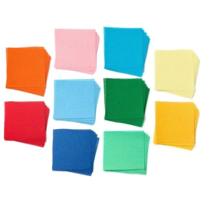 Afbeelding van Springboard 10217 Gekleurde Binca Vierkanten (Classroom Bulk Pack van 50) 15x15 cm Kruissteek Stof