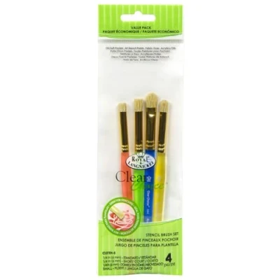 Afbeelding van Royal &amp; Langnickel en Clear Choice Stencil Borstel Set 4 Stuks Domed 1/4&quot;, Kort 1/4&quot; Filbert Small