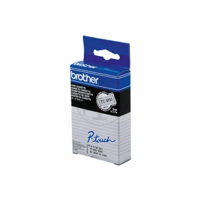 Afbeelding van Labeltape Brother P touch TC M91 9mm zwart op transparant