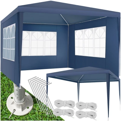 Afbeelding van tectake® Tuinpaviljoen partytent Baraban 3x3m met 3 zijdelen blauw 404814