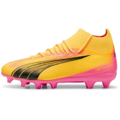 Afbeelding van Puma Ultra PRO FG/AG JR Unisex Voetbalschoenen met kunststof noppen voor kinderen, Maat: 37.5, Sun stream/black/sunset glow Kunststof/ textiel