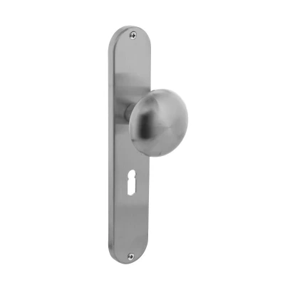 Afbeelding van Deurknop Paddenstoel op schild sleutelgat 56mm geborsteld RVS