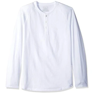 Afbeelding van Amazon Essentials Men&#039;s Henley shirt met normale pasvorm en lange mouwen (verkrijgbaar in grote maten), Wit, S