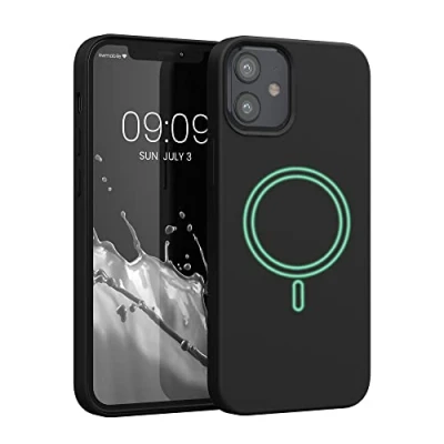 Afbeelding van kwmobile telefoonhoesje geschikt voor Apple iPhone 12 mini Hoesje met magneet compatibel MagSafe Smartphone case in zwart