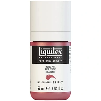 Afbeelding van Liquitex 1959504 Professional Acrylfarbe Soft Body Künstlerfarbe in cremiger deckender Konsistenz, hohe Pigmentierung, lichtecht &amp; alterungsbeständig, 59ml Flasche Gedämpftes Rosa
