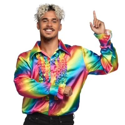 Afbeelding van Boland Party shirt rainbow (M) Volwassenen Danser/danseres 80&#039;s &amp; 90&#039;s Disco Pride Progress