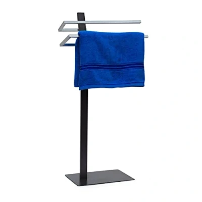 Afbeelding van Relaxdays handdoekenrek handdoekhouder GRAO antraciet 2 stangen verchroomd
