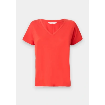 Afbeelding van MSCH Copenhagen dames Fenya T shirt met V hals in de kleur Rood, maat: M/L