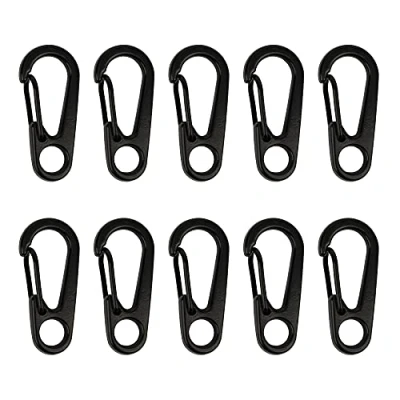 Afbeelding van Temlum Aluminium karabijnhaken, 3,3 cm mini karabijnhaak, karabijnhaak met kliksluiting, sleutelhanger haken voor kamperen, reizen, wandelen (10 stuks) (zwart)