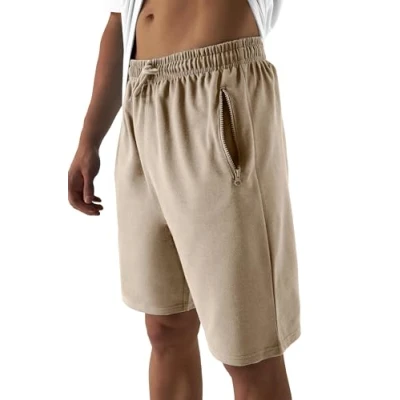 Afbeelding van Smith &amp; Solo korte sportbroek voor heren, broek, hardloopshorts mannen, zomer, katoen, joggingbroek, fitnessbroek, sport, sportshorts, bermuda, trainingsbroek, tennisbroek, beige, L