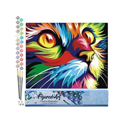 Afbeelding van Figured&#039;Art Schilderen op Nummer Volwassenen canvas Katachtige Pop art Handwerk acrylverf Kit DIY Compleet 40x50cm zonder frame