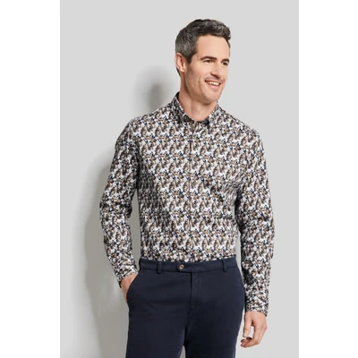 Afbeelding van Bugatti Herren Twill overhemd met bloemenprint
