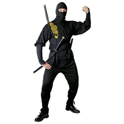 Afbeelding van Widmann Ninja &amp; Samurai Kostuum Golden Dragon Bruce Lee Man Zwart Small Carnavalskleding Verkleedkleding