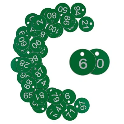 Afbeelding van Plastic identificatienummer tags, gegraveerde sleuteltags, identificatietags zonder sleutelringen (1 50, groen)