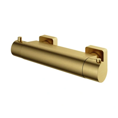 Afbeelding van HotBath Gal Thermostatische Douchemengkraan met 1/2&quot; onderaansluiting Geborsteld Messing PVD GL008BBP