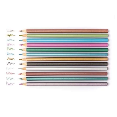 Afbeelding van Baker Ross AR934 metallic kleurpotloden Pack van 12, Essentials voor kinderen tekeningen en alle kunst knutselactiviteiten, diverse