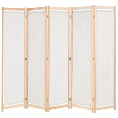 Afbeelding van Kamerscherm met 5 panelen 200x170x4 cm stof crème