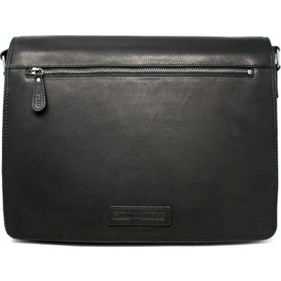 Afbeelding van Hillburry tas Lederen Messenger Akte 15 inch, 16 17 Inch laptoptas Zwart