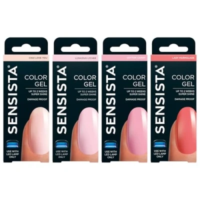 Afbeelding van Sensista Rose Elegance Set Color Gel Gellak Voordeelset Lichtroze Roze nagellak voor LED lamp 4 stuks