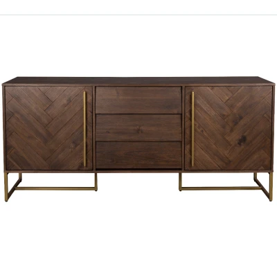 Afbeelding van Dutchbone Class dressoir hoog MDF 45x180x80 cm bruin/goud Hout