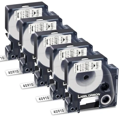 Afbeelding van Label Orison Labeltape D1 40910 S0720670 zwart op transparant 9 mm x 7 m tape compatibel met DYMO LabelManager 160 210D 360D 280 420P 450D 500TS Labelpoint 100 150 200 250, pak