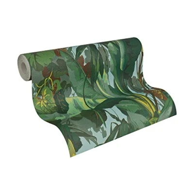 Afbeelding van A.S. Création Vinylbehang Dekora natuur behang in jungle look 10,05 m x 0,53 blauw bruin groen Made Germany 958981 95898 1