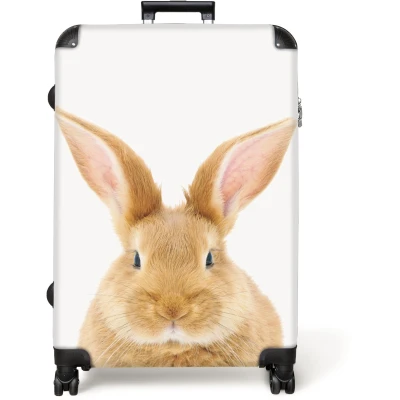 Afbeelding van NoBoringSuitcases.com® Koffer groot Reiskoffer lichtgewicht Konijn Kinderen Dieren Rolkoffer met 4 wielen Grote trolley XL 98 liter bagage
