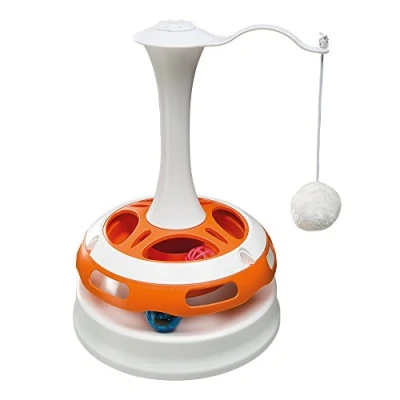 Afbeelding van Ferplast Interactief kattenspeelgoed TORNADO, teaser huisdierspeelgoed met zacht speelgoed en 2 ballen inbegrepen, elektronisch antislipvoeten, Ø 24 x 34 cm