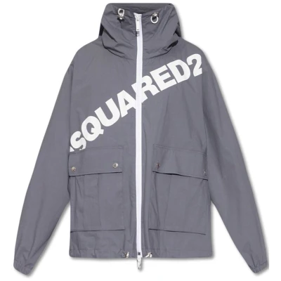 Afbeelding van Logo Hooded Windbreaker with Drawstring Hem and Front Pockets