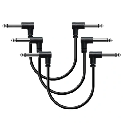 Afbeelding van Shaevle Gitaarpatchkabel, 15,2 cm, zwart, gitaar effectpedaalkabel, geruisloos, 0,6 TS rechthoekige patchkabel voor gitaren (3 stuks)