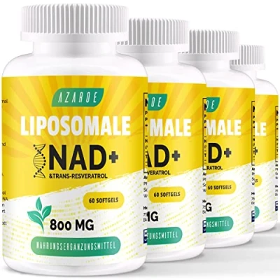 Afbeelding van Liposomal NAD+ &amp; Trans Resveratrol 800mg Softgels, NMN alternatief Efficiënter dan NMN, Hoge Absorptie, Werkelijk Supplement voor Cellulaire Reparatie (60 Count (Pack of 4))
