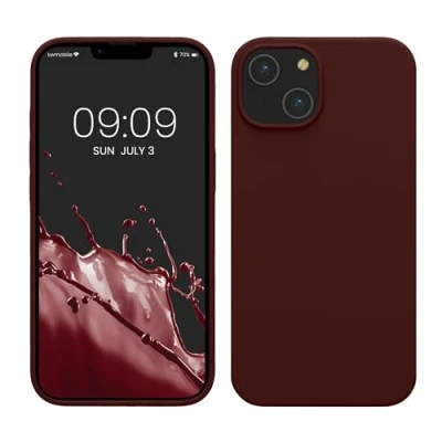 Afbeelding van kwmobile telefoonhoesje geschikt voor Apple iPhone 14 Hoesje met siliconen coating Smartphone case in wijnrood