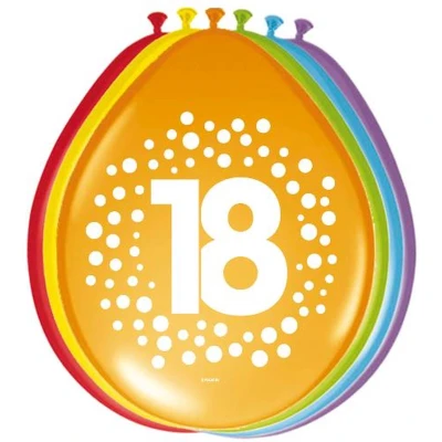 Afbeelding van Ballonnen 12in/30cm Rainbow Dots 18 /8