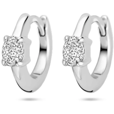 Afbeelding van Zilver Gerhodineerd Klapoorringen Zirkonia 10 Mm 1339722
