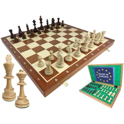 Afbeelding van Chessebook Schaakspel van hout Schaakbord 53 x cm Opvouwbaar Schaak Schaakset Schaakdoos Handgemaakt