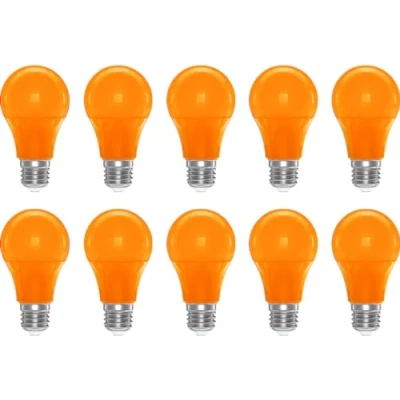 Afbeelding van ZFQ 3W E27 gekleurde gloeilampen, A60, 3 W, gloeilamp, oranje ledgloeilamp, 250 lumen, voor buiten, feesten, podia, interieurdecoratie, verpakking van 10 stuks